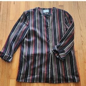 Vintage Lord & Taylor Striped Linen Jacket Size 14